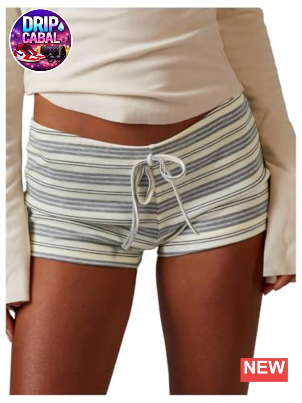 Striped Low Rise Micro Shorts Casual Knit Booty Shorts